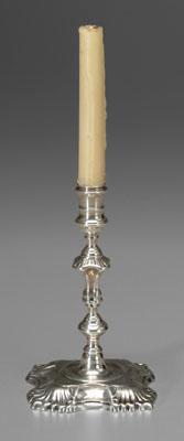 English silver taperstick, stepped
