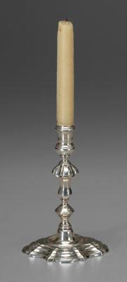 English silver taperstick, knobbed