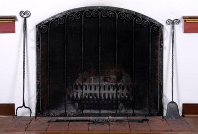 Wrought iron fire screen and tools  94dcd