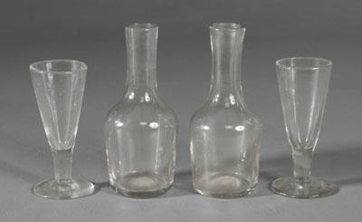 Clear glass carafes, cordials: