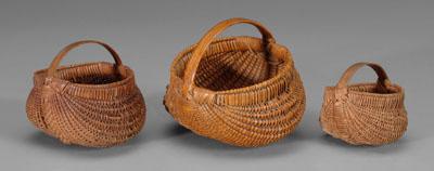 Three miniature oak split baskets  94de5