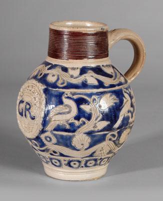 Westerwald "GR" jug, medallion