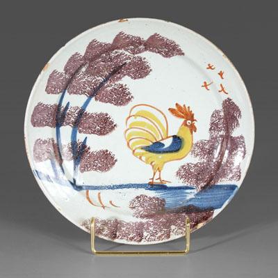 Delft rooster plate, standing yellow
