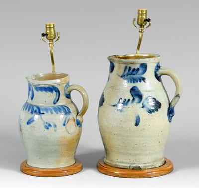 Two salt glaze stoneware pitchers: