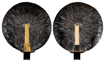 Pair circular tin sconces circular 94e3d