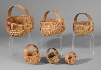 Set of six miniature egg baskets: