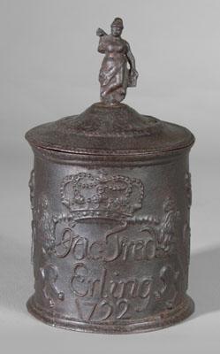 Rare cast iron tobacco jar, cylindrical