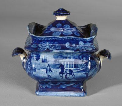 Historic blue lidded sugar bowl, blue-printed