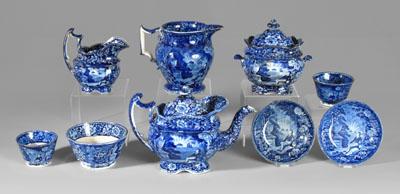 Nine pieces historic blue Staffordshire  94e55