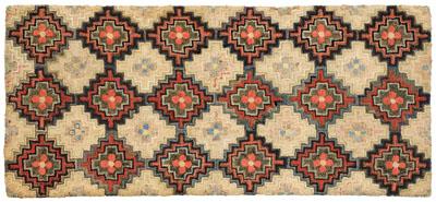 Hooked rug with geometric design,