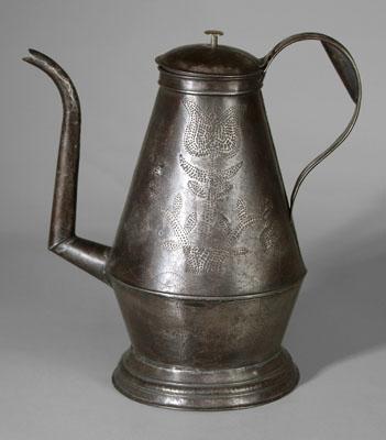 Fine punched tin coffeepot hinged 94e81