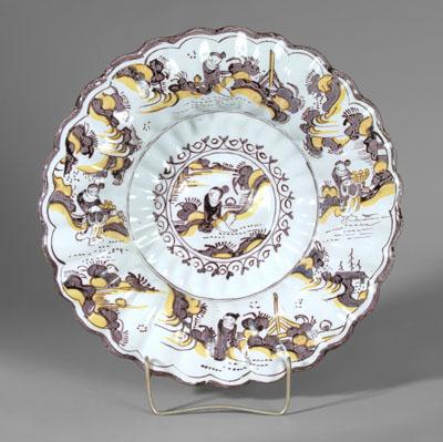 Delft lobed dish brown chinoiserie 94e9b