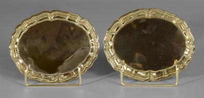 Pair small cast brass trays scalloped 94ea3