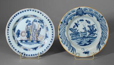 Two Delft plates: one with stag