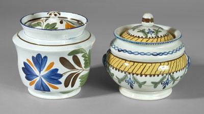 Two pearlware lidded sugar bowls: