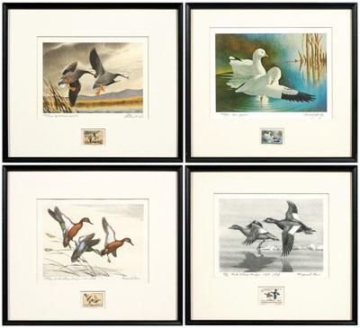 Four Federal duck stamp prints: White-Winged