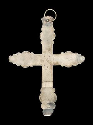 Silver trade cross, engraved border,