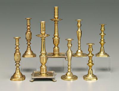 Four pairs brass candlesticks  94b53