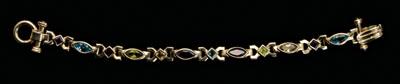 Multi-gemstone gold bracelet, oval and