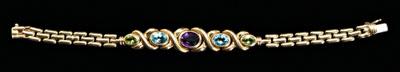 Multi-gemstone gold bracelet, central