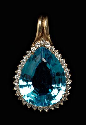 Blue topaz diamond pendant center 94b6b