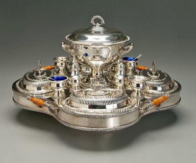 Silver plated lazy Susan server,