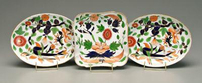 Three pieces ironstone, all with colorful