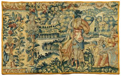 Tapestry fragment, classical scene