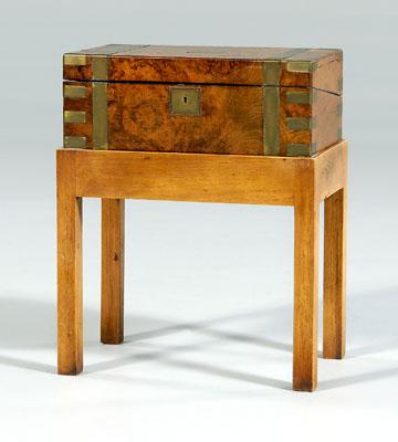 Brass mounted burlwood lap desk,