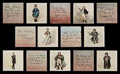 14 ceramic tiles, Dickens characters: