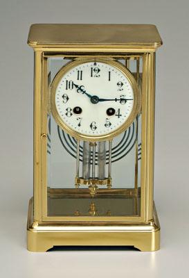 French crystal regulator clock, brass