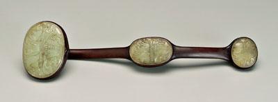 Chinese wood and stone ruyi scepter,