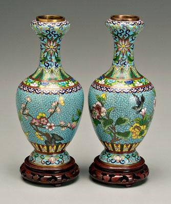 Pair Chinese cloisonne vases ovoid 94c06