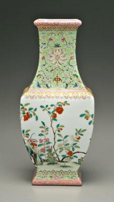 Chinese famille rose vase, quadrilateral