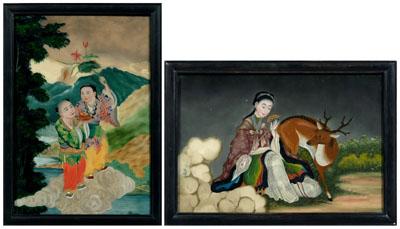 Two Chinese reverse paintings,