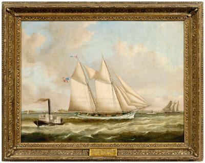American School maritime painting, yacht