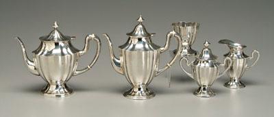 Mexican sterling tea service, scalloped