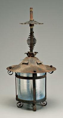 Iron and glass lantern, cylindrical
