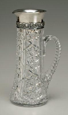 Cut glass and sterling pitcher,