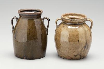 Two stoneware beanpots one ovoid 950ad