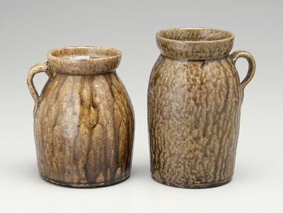 Two alkaline glaze stoneware jars: