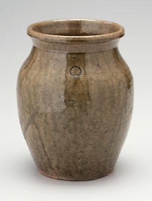 Stoneware jar, everted rim, punched