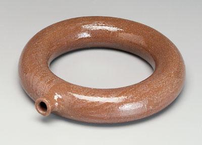 Stoneware ring jug dark reddish brown 95150