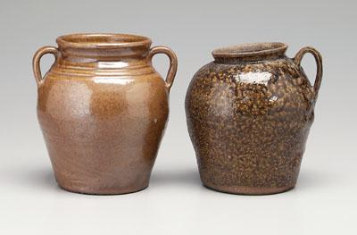 Two stoneware jars one with incised 9518b