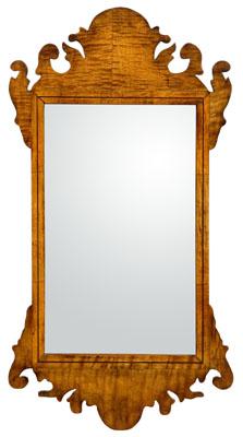 Chippendale style tiger maple mirror,