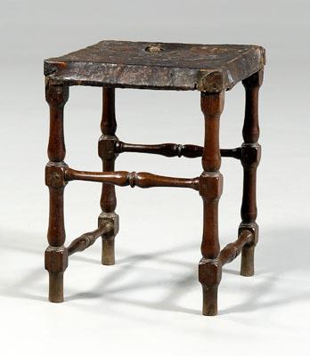 William and Mary walnut stool, early