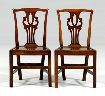 Pair Chippendale side chairs: elm,