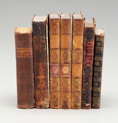 Seven leather-bound books: mixed
