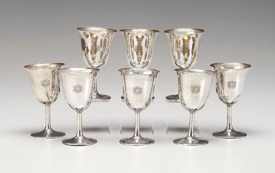 Set of eight sterling silver goblets  95268