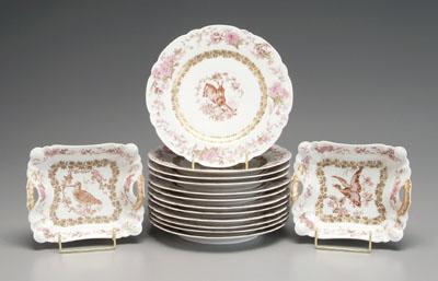 Set of 12 Limoges plates: animal and
